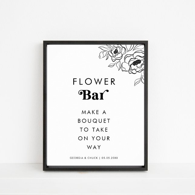 Retro Script Heart Bloom Blume Bar Wedding Sign Poster (Von Creator hochgeladen)