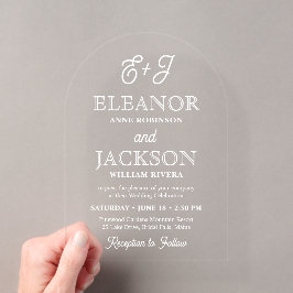 Retro Script Monogram Elegant Stilvolle Hochzeitse Acryleinladungen