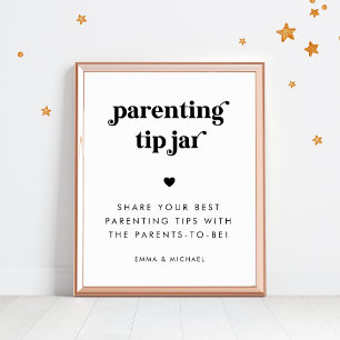 Retro Script Parenting Tip Jar Baby Duschzeichen Poster