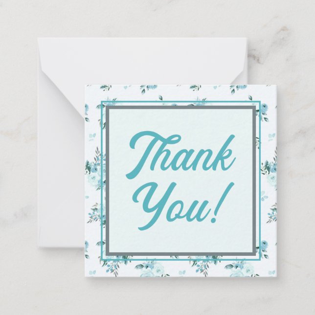 Retro Script Schriftart mit Aqua Blue Floral Viele Mitteilungskarte (Vorderseite)