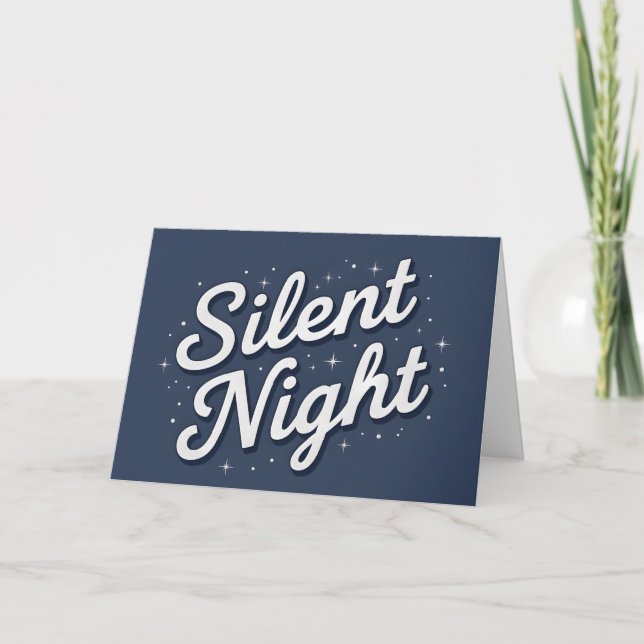Retro Script Silent Night Christmas Feiertagskarte (Vorderseite)