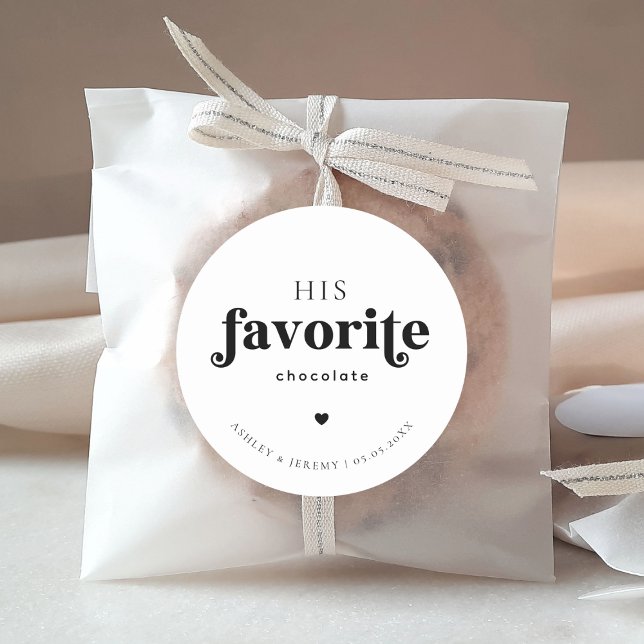 Retro-Script-Typografie Seine liebste Gastgeschenk Runder Aufkleber (Von Creator hochgeladen)