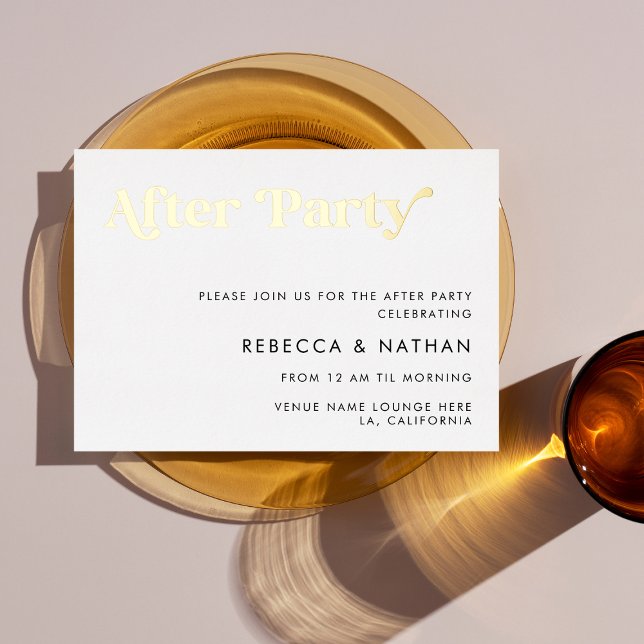 Retro Script Typografy Wedding After Party Real Folieneinladung (Von Creator hochgeladen)