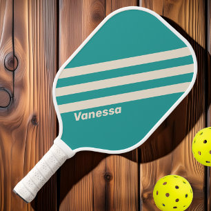 Retro Sea Breeze Drei Streifen mit Namen Pickleball Schläger