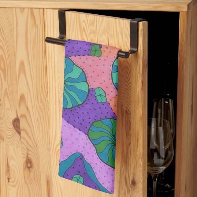 Retro Sea Garden Abstrakt   Geschirrtuch (Drittel gefaltet)