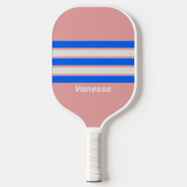 Retro Sea Kiss Across Striping with Name Pickleball Schläger