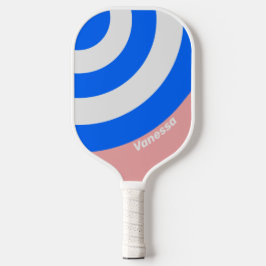 Retro Sea Kiss Circle Streifen mit Namen Pickleball Schläger