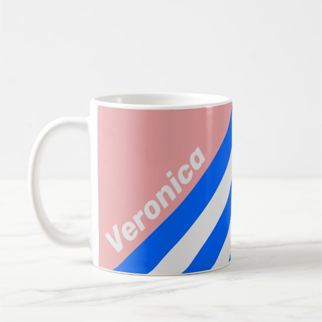Retro Sea Kiss Stripes with Name Kaffeetasse (Links)