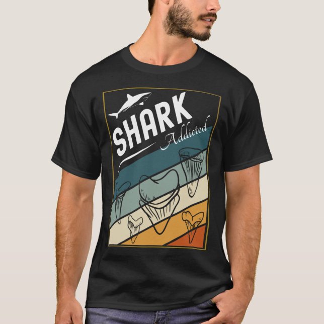Retro Sea Shark Species Fish Shark Teeth Fossils T-Shirt (Vorderseite)