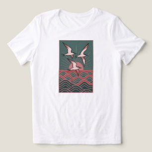 Retro Seabird - Ozeansonnenküste NUR WEISS Tri-Blend Shirt