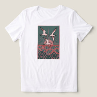 Retro Seabird - Ozeansonnenküste | NUR WEISS Tri-Blend Shirt