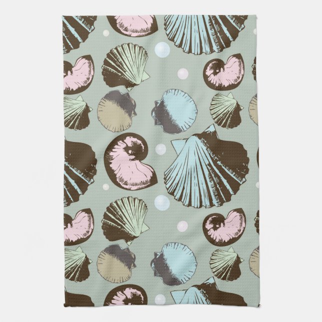 Retro Seashell-Muster Handtuch (Vertikal)