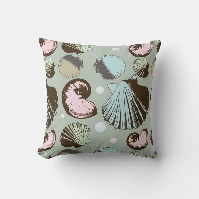 Retro Seashell-Muster Kissen (Vorderseite)