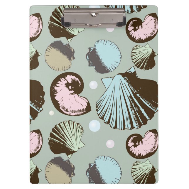 Retro Seashell-Muster Klemmbrett (Vorderseite)