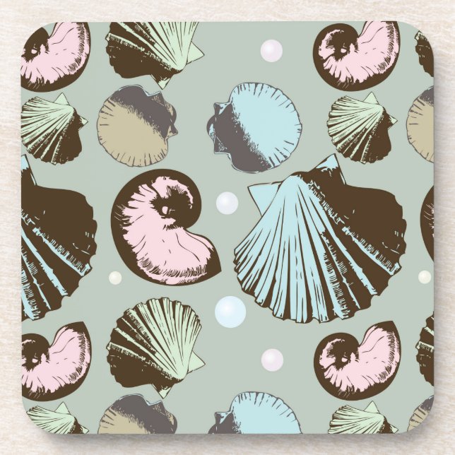 Retro Seashell-Muster Untersetzer (Vorderseite)