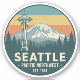 Retro Seattle Pazifischer Nordwesten Mt. Rainier Aufkleber