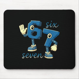 Retro-Sechs-Sieben-Nummern-Meme-Brainrot-Geschenk Mousepad