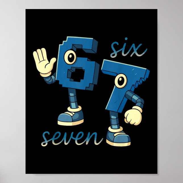 Retro-Sechs-Sieben-Nummern-Meme-Brainrot-Geschenk  Poster (Vorne)