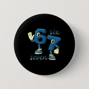 Retro Sechs Sieben Zahl Meme Brainrot Geschenk für Button