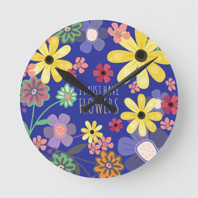 Retro-Sechzigern müssen Blume haben Runde Wanduhr (Vorderseite)