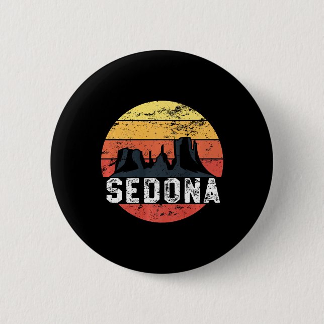 Retro Sedona Arizona Familienurlaub Rote Felsen Gi Button (Vorderseite)