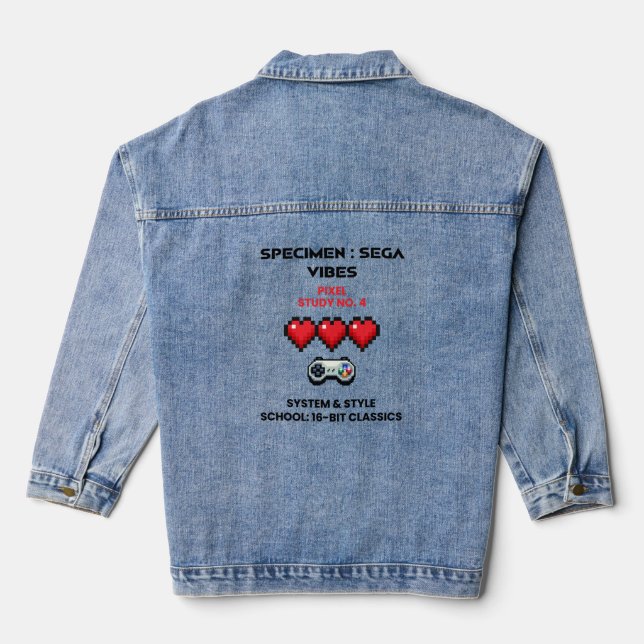 Retro Sega Vibes Pixel Studie Nr. 4 Jeansjacke (Rückseite)