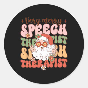 Retro Sehr frohe Rede Therapeut Weihnachts-Slp Bo Runder Aufkleber