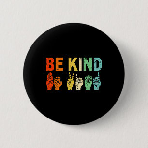 Retro Seid nette Hand Zeichen ASL Autismus Bewusst Button