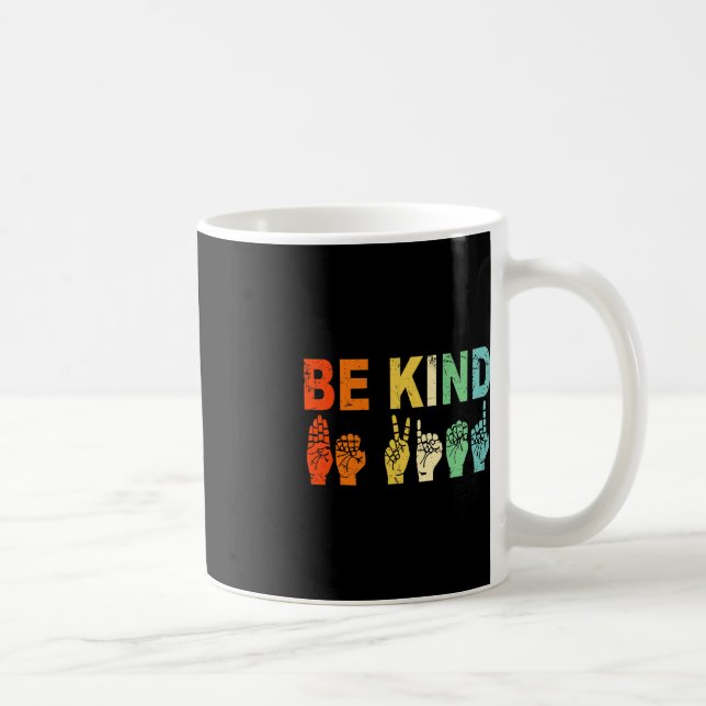 Retro Seid nette Hand Zeichen ASL Autismus Bewusst Kaffeetasse (Rechts)