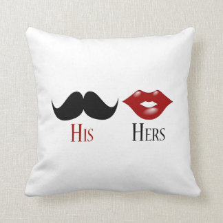 Retro seine und ihre Black Handlebar Mustache Kissen