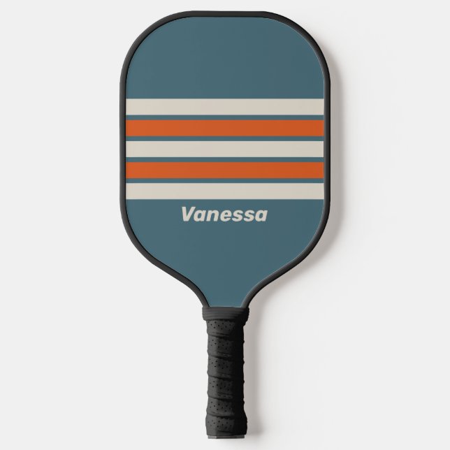 Retro-Seite über Streifen mit Namen Pickleball Schläger (Vorderseite)