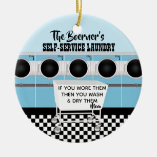 Retro-Selbstbedienungswäsche, die sie machen die  Keramik Ornament