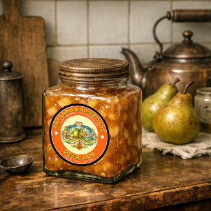 Retro selbstgemachter Birnenmarmelade Vorlage Runder Aufkleber