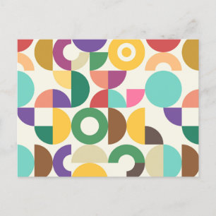 Retro Semi Circle Textile Muster Postkarte