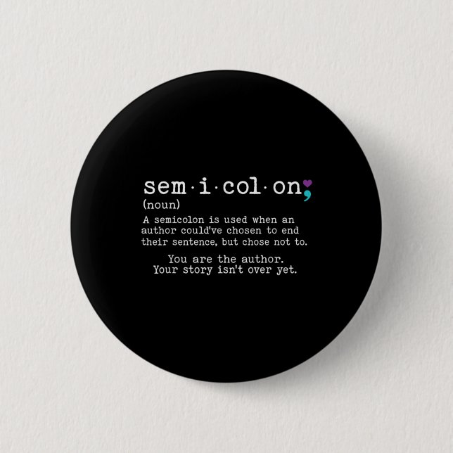 Retro Semicolon Definition Suicide Prevention Awar Button (Vorderseite)