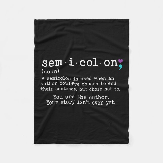 Retro Semicolon Definition Suizidprävention Krieg Fleecedecke (Vorderseite)