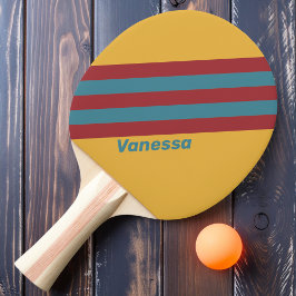 Retro-Senf-Streifen mit Namen Tischtennis Schläger
