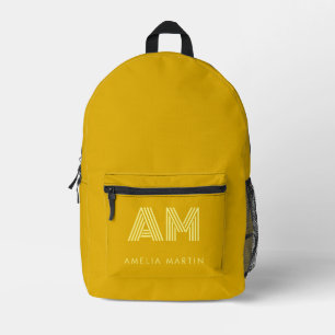 Retro-Senfgelb-Monogramm Bedruckter Rucksack