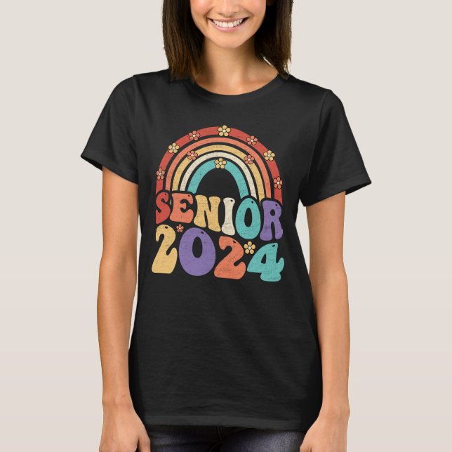 Retro Senior 2024 Groovy Class of 2024 Abschluss T-Shirt (Vorderseite)