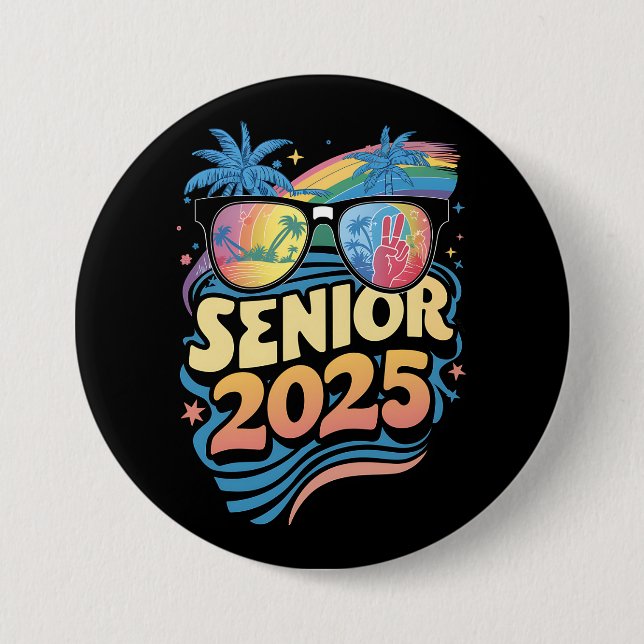 Retro Senior 2025 Class of 2025 Abschluss Button (Vorderseite)