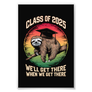 Retro Senior Class of 2025 Sloth Cap Abschluss Fotodruck