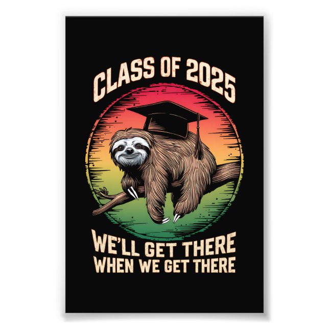 Retro Senior Class of 2025 Sloth Cap Abschluss Fotodruck (Vorne)