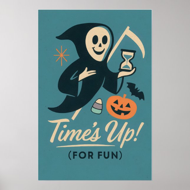 Retro Sensenmann Halloween Art Poster (Vorne)