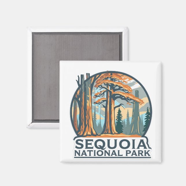 retro Sequoia National Park Giant Sequoia Trees Magnet (Vorderseite/Rückseite)