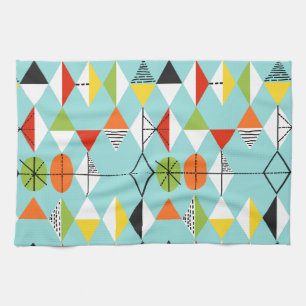 Rétro serviette de cuisine de motif de harlequin