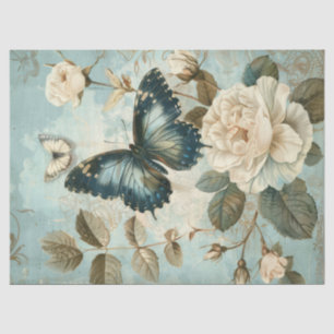 Retro-Shabby Chic-Schmetterling und Rose-Papiertas Seidenpapier