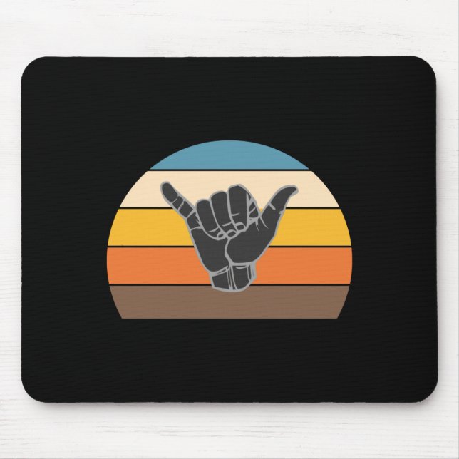 Retro Shaka-Hand-Surf-Zeichen - cooler Surfer_surf Mousepad (Vorne)