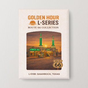 Retro Shamrock Texas Route 66 Landmark Kunst Button