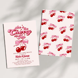 Retro She is the Cherry on Top Trendy Baby Shower Einladung