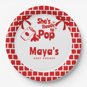 Retro She's Ready to Pop Soda Baby Shower  Pappteller